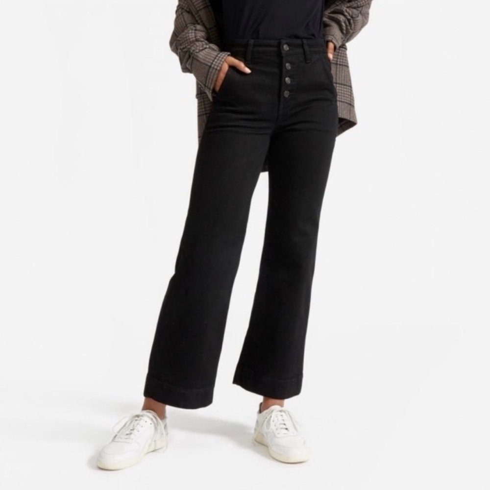Everlane High-Waisted Black Wide-Leg Jeans